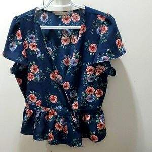 Flower cross body blouse
